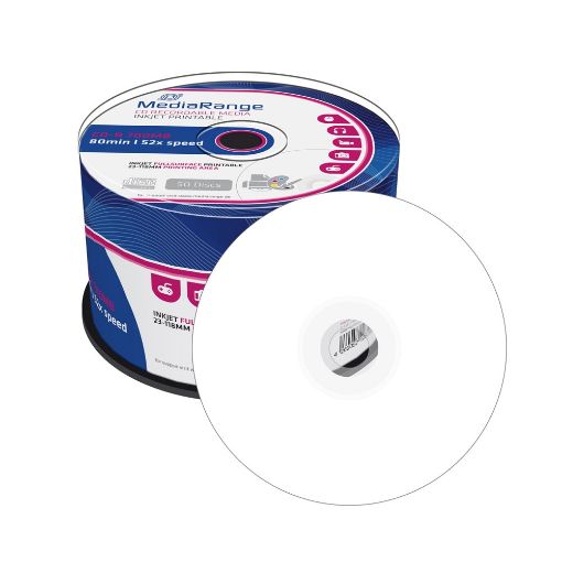 Εικόνα της CD-R 700MB 80' Inkjet Fullsurface Printable 52x MediaRange Cake Box 50 Τεμ MR208