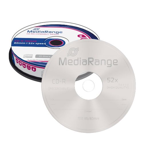 Εικόνα της CD-R 700MB 80' 52x MediaRange Cake Box 10 Τεμ MR214