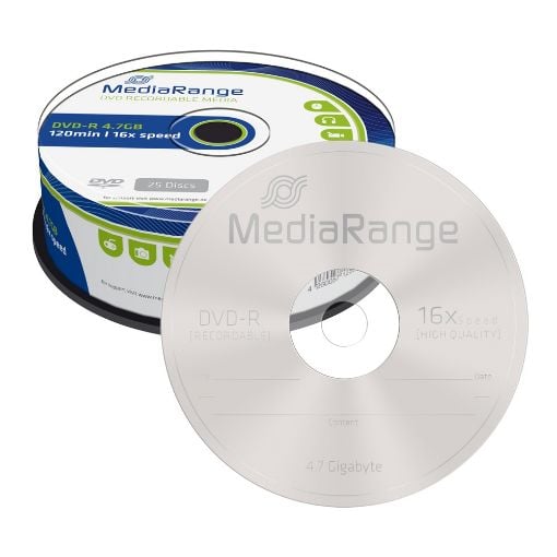Εικόνα της DVD-R 4.7GB 120' 16x MediaRange Cake Box 25 Τεμ MR403