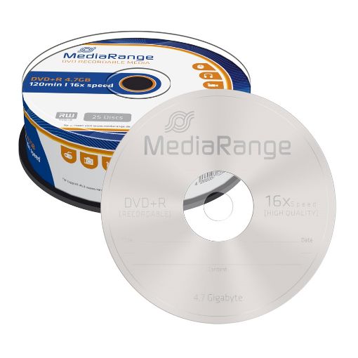 Εικόνα της DVD+R 4.7GB 120' 16x MediaRange Cake Box 25 Τεμ MR404