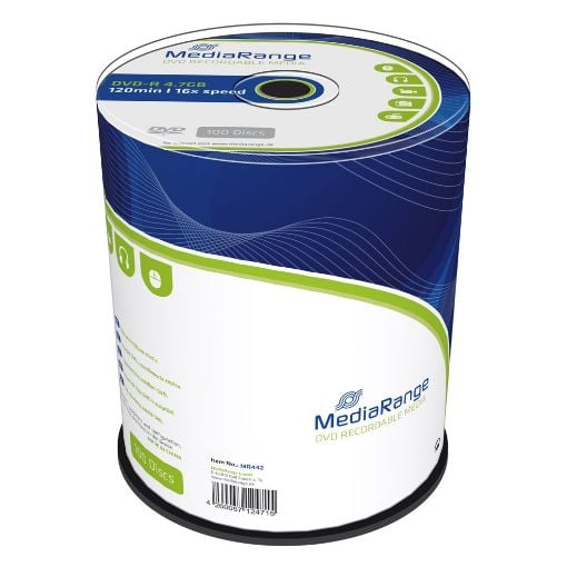 Εικόνα της DVD-R 4.7GB 120' 16x MediaRange Cake Box 100 Τεμ MR442