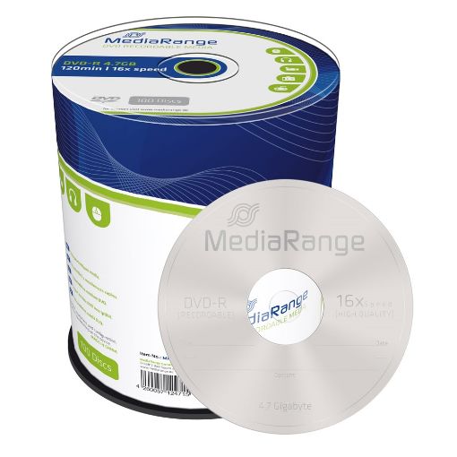 Εικόνα της DVD-R 4.7GB 120' 16x MediaRange Cake Box 100 Τεμ MR442