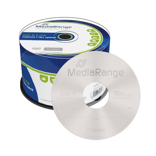 Εικόνα της DVD-R 4.7GB 120' 16x MediaRange Cake Box 50 Τεμ MR444