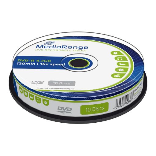 Εικόνα της DVD-R 4.7GB 120' 16x MediaRange Cake Box 10 Τεμ MR452