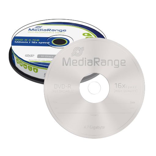 Εικόνα της DVD-R 4.7GB 120' 16x MediaRange Cake Box 10 Τεμ MR452