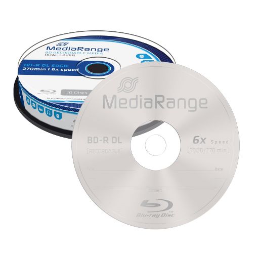 Εικόνα της BD-R Blu-Ray Dual Layer 50GB 6x MediaRange Cake Box 10 Τεμ MR507