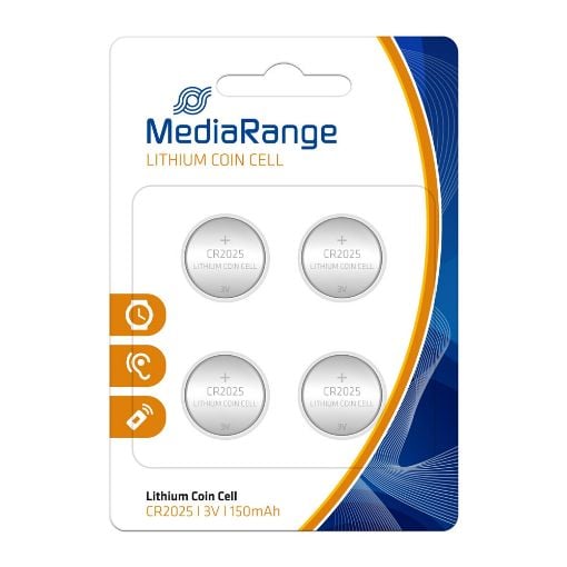 Εικόνα της Μπαταρίες Λιθίου MediaRange Coin Cells CR2025, 3V, 4 Pack MRBAT131