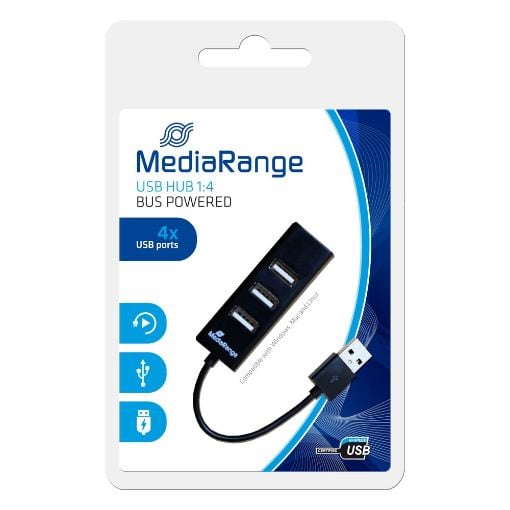 Εικόνα της USB Hub MediaRange 4-Port Usb 2.0 Black MRCS502