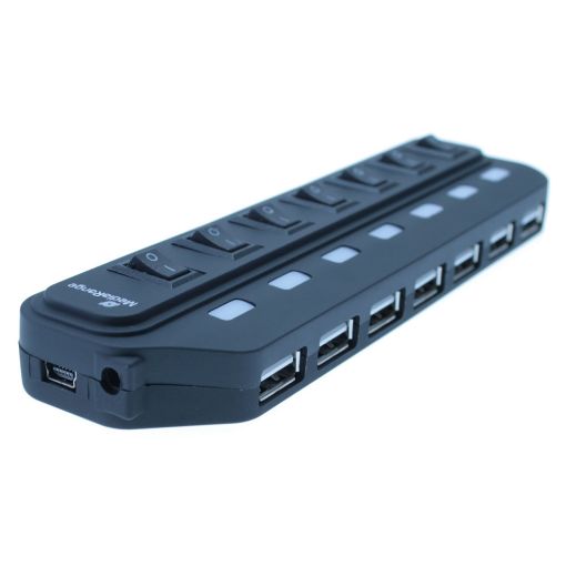 Εικόνα της USB Hub MediaRange 7-Port Usb 2.0 Black MRCS504