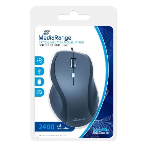Εικόνα της Ποντίκι MediaRange Optical Ενσύρματο Black-Grey MROS202