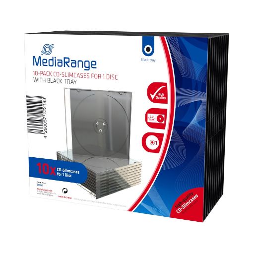 Εικόνα της MediaRange CD Slimcase for 1 Disc 5.2mm Black Tray 10 Pack BOX32