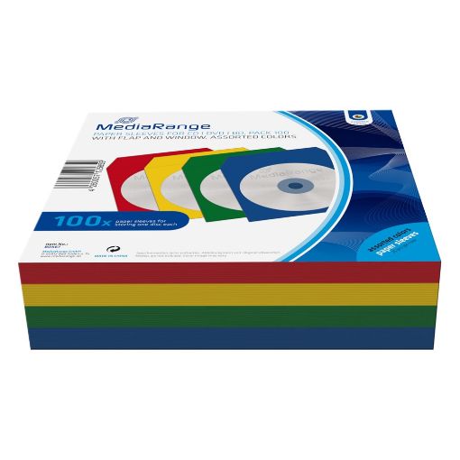 Εικόνα της MediaRange Χρωματιστά Χάρτινα Φακελάκια για 1 Δίσκο με Παράθυρο 100 Pack BOX67