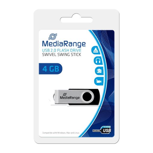Εικόνα της MediaRange USB 2.0 Flash Drive 4GB Black/Silver MR907