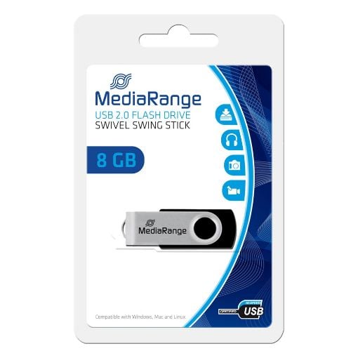 Εικόνα της MediaRange USB 2.0 Flash Drive 8GB Black/Silver MR908