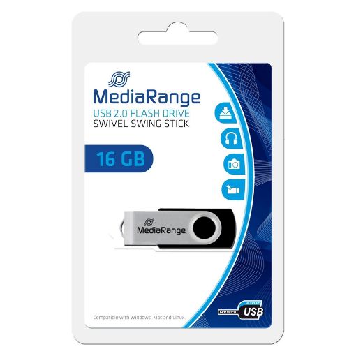 Εικόνα της MediaRange USB 2.0 Flash Drive 16GB Black/Silver MR910