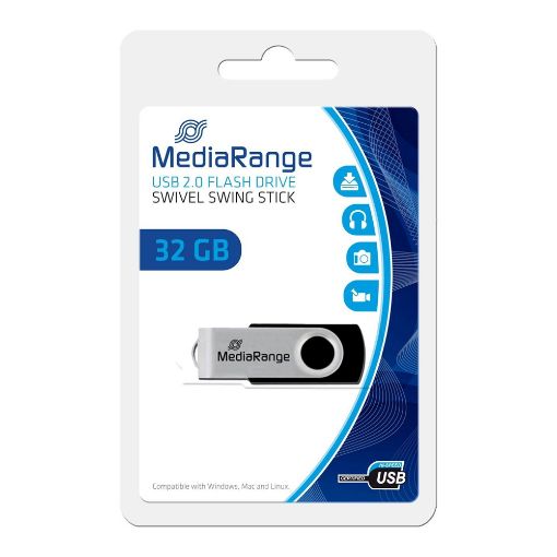 Εικόνα της MediaRange USB 2.0 Flash Drive 32GB Black/Silver MR911