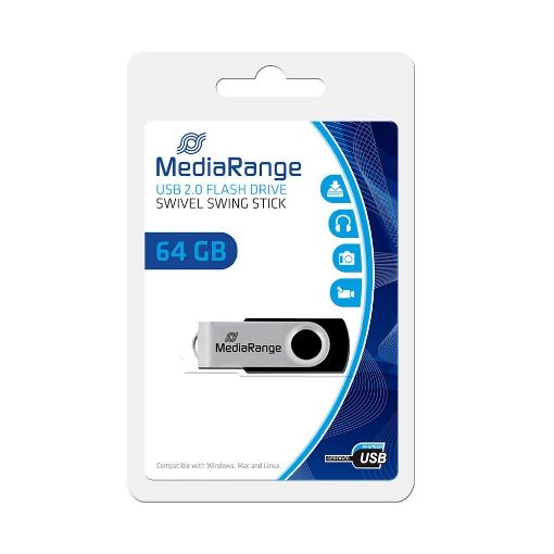 Εικόνα της MediaRange USB 2.0 Flash Drive 64GB Black/Silver MR912