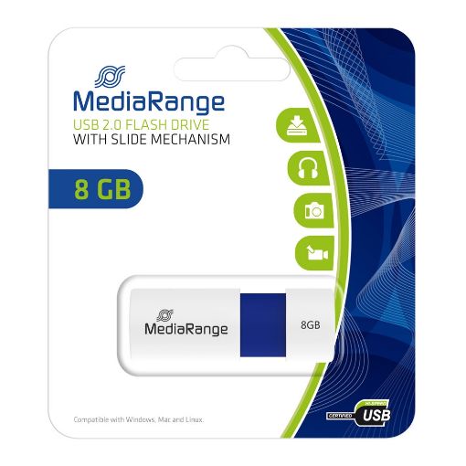 Εικόνα της MediaRange USB 2.0 Flash Drive 8GB White/Blue MR971