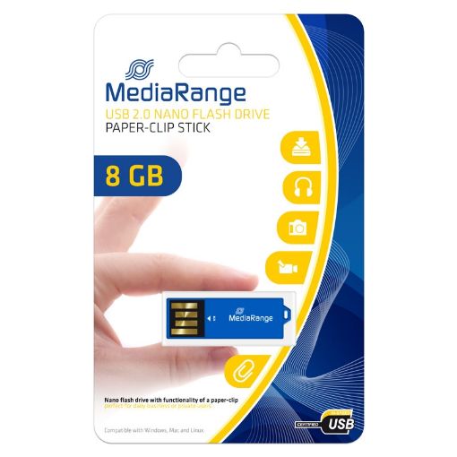 Εικόνα της MediaRange USB 2.0 Nano Flash Drive Paper-Clip 8GB Blue MR975
