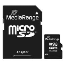 Εικόνα της Κάρτα Μνήμης MicroSDHC Class 10 MediaRange 4GB with SD Adapter MR956