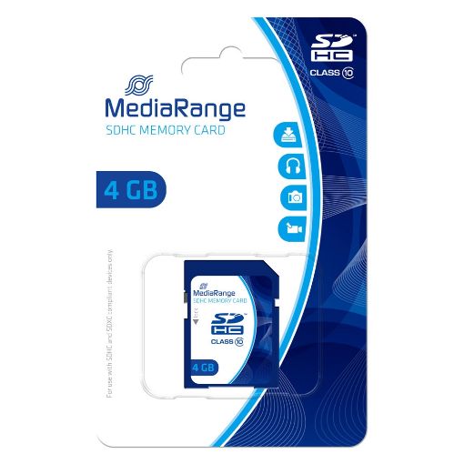 Εικόνα της Κάρτα Μνήμης SDHC Class 10 MediaRange 4GB MR961