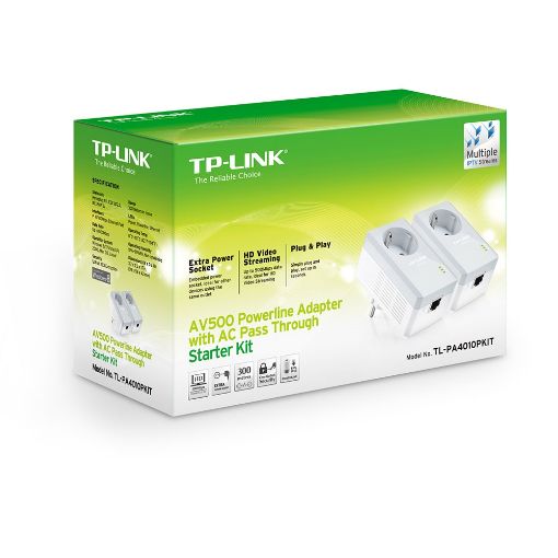 Εικόνα της Powerline Tp-Link PA4010P v5 AV600 Passthrough Starter Kit