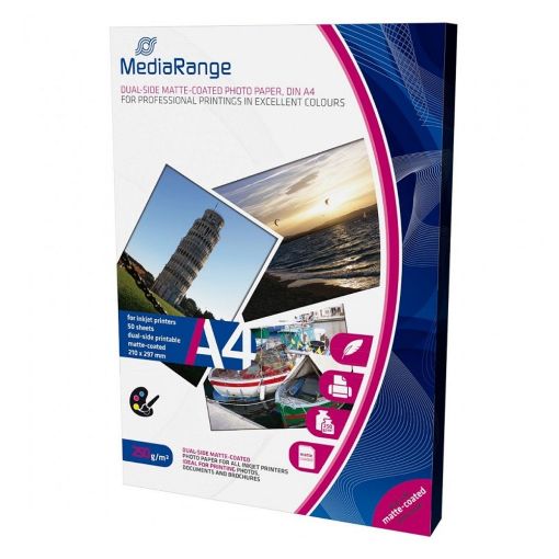 Εικόνα της Φωτογραφικό Χαρτί MediaRange A4 Dual-Side Matte 200g/m² 50 Φύλλα MRINK102