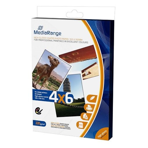 Εικόνα της Φωτογραφικό Χαρτί MediaRange A6 High-Glossy 220g/m² 50 Φύλλα MRINK104