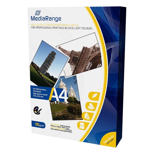 Εικόνα της Φωτογραφικό Χαρτί MediaRange Α4 High-Glossy 135g/m² 100 Φύλλα MRINK107