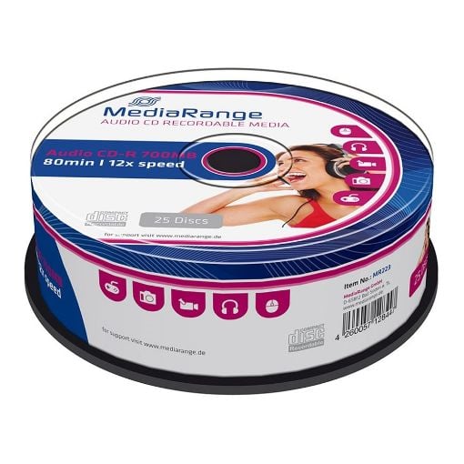 Εικόνα της CD-R 700MB 80' 12x Audio MediaRange Cake Box 25 Τεμ MR223