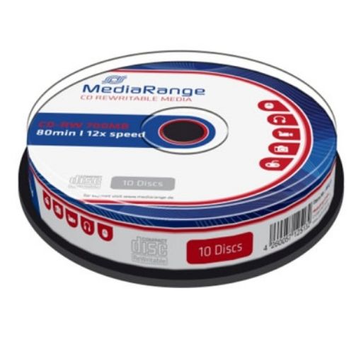 Εικόνα της CD-RW 700MB 80' 12x Rewritable MediaRange Cake Box 10 Τεμ MR235