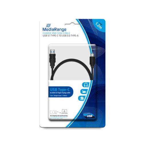 Εικόνα της Καλώδιο MediaRange USB 3.1 Type-C to USB 3.0 Type-A 1.2m Black MRCS160