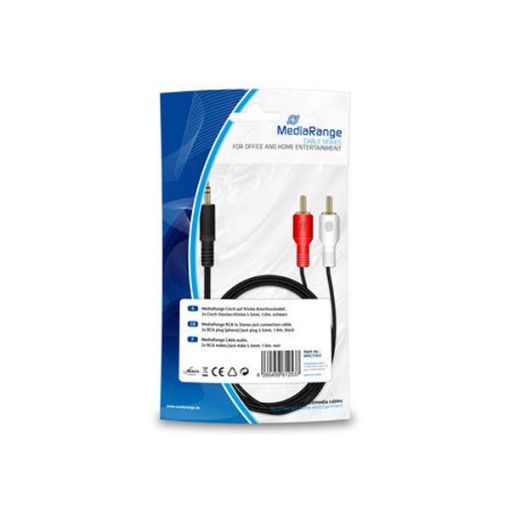Εικόνα της Καλώδιο MediaRange 2x RCA/Stereo Jack 3.5mm 1m Black MRCS164