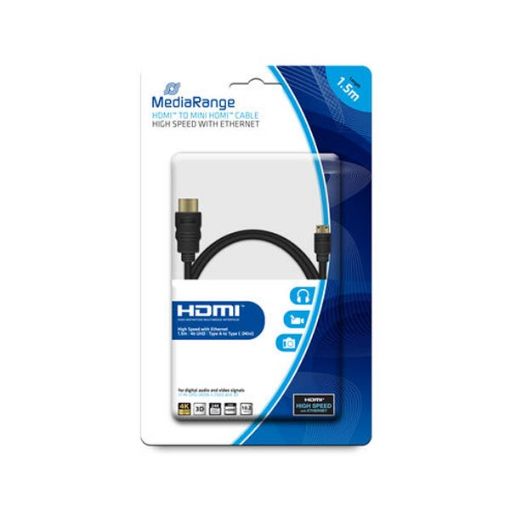 Εικόνα της Καλώδιο MediaRange HDMI/Mini HDMI High Speed with Ethernet 1.5m Black MRCS165