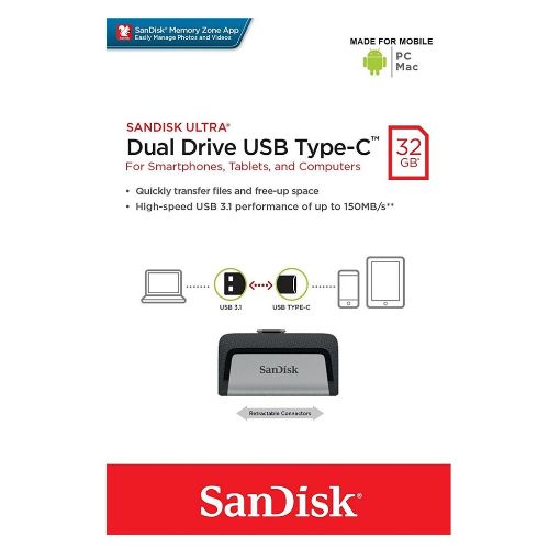 Εικόνα της SanDisk Ultra Dual USB 3.1 Type C 32GB Silver SDDDC2-032G-G46