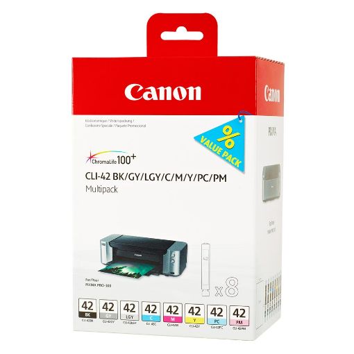 Εικόνα της Πακέτο 8 Μελανιών Canon CLI-42 MultiPack BK,C,M,Y,PC,PM,GY,LGY 6384B010
