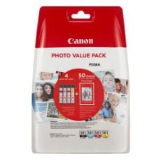 Εικόνα της Πακέτο 4 Μελανιών Canon CLI-581XLVP C/M/Y/BK και 50 φύλλα PP-201 10x15cm 2052C004