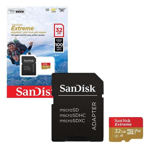 Εικόνα της Κάρτα Μνήμης MicroSDHC V30 A1 Sandisk Extreme 32GB for Action Cams and Drones + SD Adapter SDSQXAF-032G-GN6AA