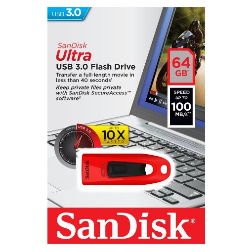 Εικόνα της SanDisk Ultra USB 3.0 64GB Red SDCZ48-064G-U46R