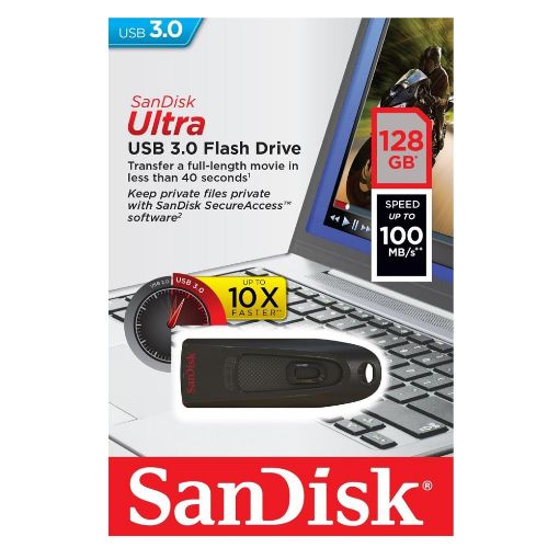 Εικόνα της SanDisk Ultra USB 3.0 128GB Black SDCZ48-128G-U46
