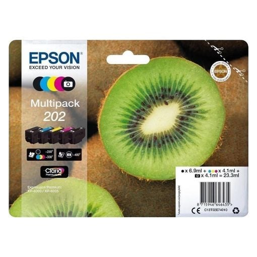 Εικόνα της Πακέτο 5 Μελανιών Epson 202 Black, Cyan, Magenta, Yellow, Photo Black C13T02E74010