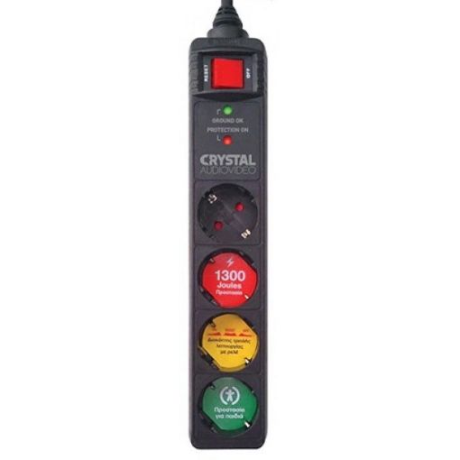Εικόνα της Πολύπριζο Ασφαλείας 4 Θέσεων Crystal Audio 1300J 70dB Black CP4-1300-70