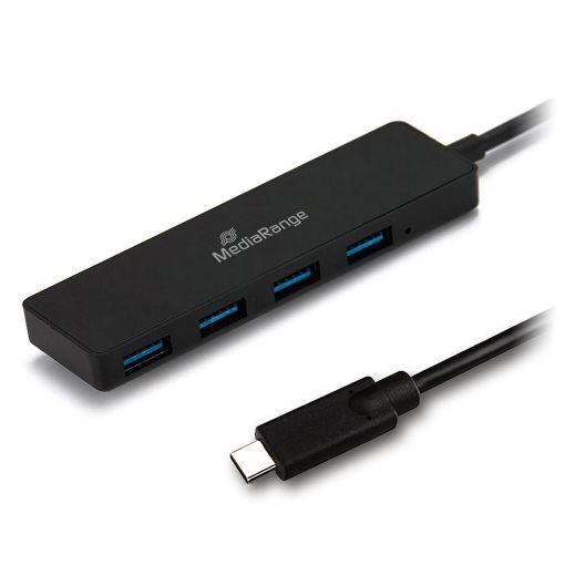 Εικόνα της USB Hub MediaRange USB Type-C™ to USB 3.0 hub 1:4 Black MRCS508