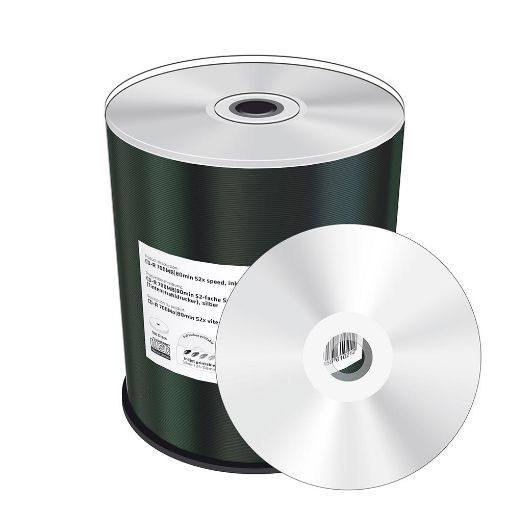 Εικόνα της CD-R 700MB 80' Inkjet Fullsurface Printable 52x MediaRange Cake Box 100 Τεμ Silver MR244