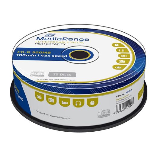 Εικόνα της CD-R 900MB 100' 48x MediaRange Cake Box 25 Τεμ MR222