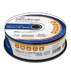 Εικόνα της DVD+R 4.7GB 120' Inkjet Fullsurface Printable 16x MediaRange Cake Box 25 Τεμ MR408
