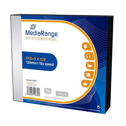 Εικόνα της DVD+R 4.7GB 120' 16x MediaRange Slimcase 5 Τεμ MR419