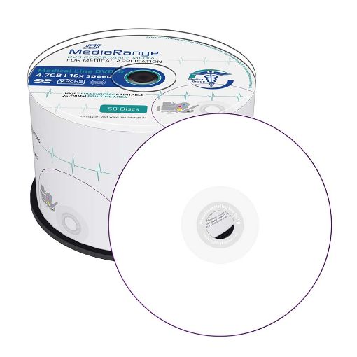 Εικόνα της Medical Line DVD-R 4.7GB 120' Inkjet Fullsurface Printable 16x MediaRange Cake Box 50 Τεμ MR429