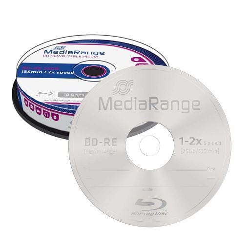 Εικόνα της BD-RE Rewritable Blu-Ray 25GB 2x MediaRange Cake Box 10 Τεμ MR501