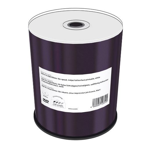 Εικόνα της DVD-R 4.7GB 120' Inkjet Fullsurface Printable 16x MediaRange Shrink 100 Τεμ MR413